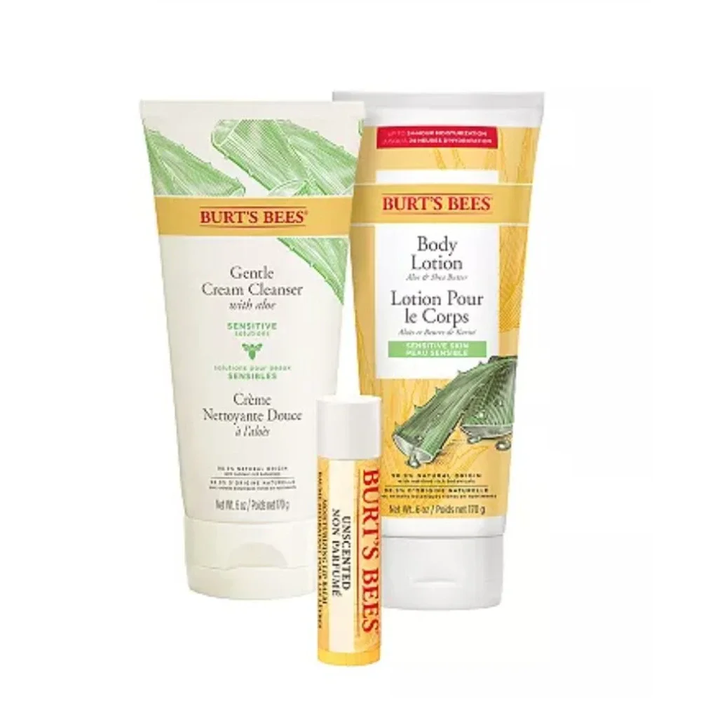 Burts Bees Hydration Station Gift Set Unscented Lip Balm Gentle Cream Cleanser